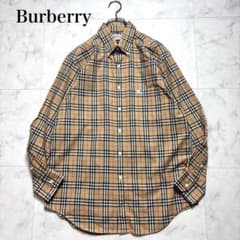 美品✨バーバリー 90's 長袖シャツ ノバチェック ホースロゴ 胸元刺繍