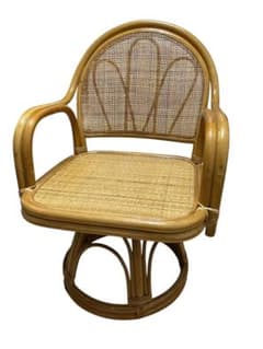 レトロ】ラタン 回転座椅子 籐製 アームチェア 360度回転 ヴィンテージ