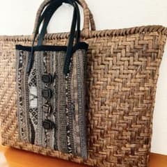 大島紬 山葡萄籠 お好きな方に 着物リメイクプチバック 正絹縮緬裏地