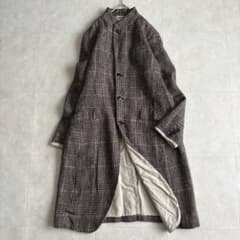 pas de calais ノーカラー ロングコート 茶系36 グレンチェック - メルカリ