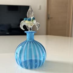 ベネチアングラス ムラーノ 香水瓶 マリンブルー白レース - メルカリ