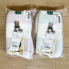 スタバ ジェラピケ パウダーベア 刺繍ボーダーソックス ピンク