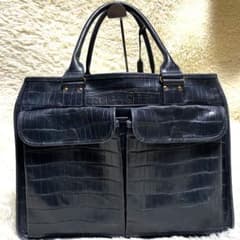 ま*君様 希少✨フェリージ トートバッグ レザー クロコ型押し チャーム