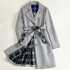 バーバリーブルーレーベル ベルテッドロングコート アンゴラ混 ノバ