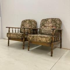 オールドカリモク】コロニアル アームチェア 1人掛けソファ 2脚セット