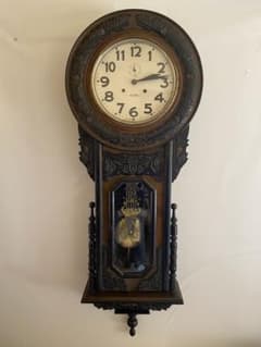 ひまわり 鎌倉彫 大型 古い掛時計 振り子時計 ゼンマイ レトロ