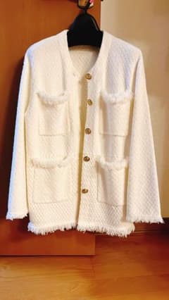 Arpege story ノーカラー ツイードニットジャケット 未使用品 - メルカリ