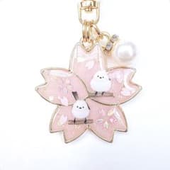 シマエナガ （ピンク 桜 金枠 金ラメ） チャーム レジン かわいい