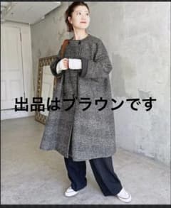 美品 スピックアンドスパン Wスライバーノーカラーチェックポンチョ