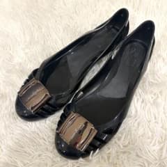 フェラガモ ラバーシューズ フラットシューズ Jelly 8 25cm ブラック