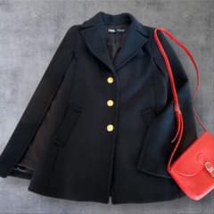 ザラ】ケープコート ポンチョ 金ボタン マンテコ ウール 完売品 黒 S