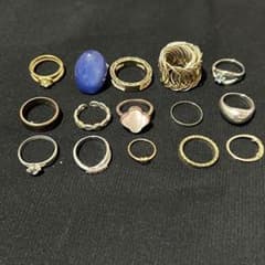 遺品整理ヴィンテージリングセット 青い石付き - メルカリ