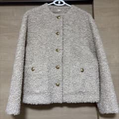 ミラオーウェン 金釦ノーカラーコンパクトボアジャケット 0サイズ