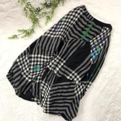 美品♡センソユニコ 慈雨 変形 ロングスカート ジャガード チェック 40