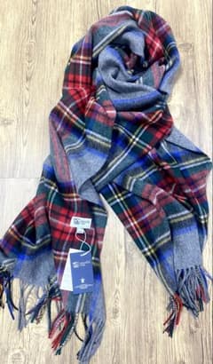 ジョンストンズ オブエルガン カシミヤ100％ 大判 ストール チェック