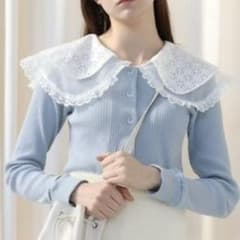 epine lace collar rib cardigan - メルカリ