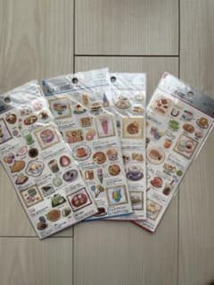 郵便局限定】大人の図鑑シール 日本と世界のお菓子とカフェ巡り 4点 激
