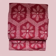 名古屋帯 絞り 亀甲 花 赤 大正ロマン アンティーク - メルカリ