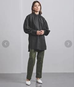 美品】HYKE ハイク ストレッチ ギャザーブラウス ブラック - メルカリ