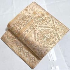 A 裂取正倉院文様 金糸 唐草唐花 華文 六通 正絹 フォーマルな袋帯