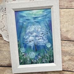 オイルパステル画 アクリル画 海で生まれた不思議な木 海の絵 - メルカリ