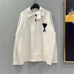 AMI PARIS ホワイトリーポロニット ハート刺繍 - メルカリ