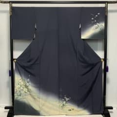 D316 訪問着 手描き花模様 正絹 着物 袷 しつけ糸付き未使用極美品
