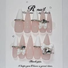 ネイルチップ 現品 量産型 フレンチガーリー スナ系 オタク ハート