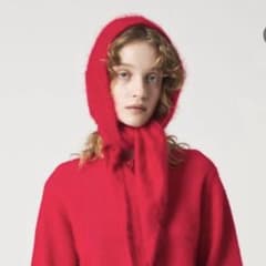 6 roku カシミヤ フードストール アカ - メルカリ