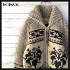 Edit&Co☆カウチンニットジャケット ウール 花柄 カナダ製 田丸麻紀