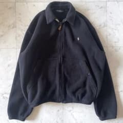 90s ポロラルフローレン フリース スウィングトップ ブラック ポニー