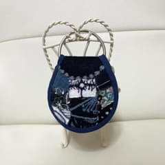 ネイビー まぁるいコインケース ミナペルホネンハンドメイド ポーチ