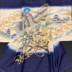 最高級新品正絹産着（祝着）京友禅染分ボカシ友禅本金美術、特撰大鷹に