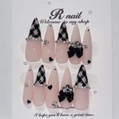 ネイルチップ 現品 量産型 フレンチガーリー スナ系 オタク ハート