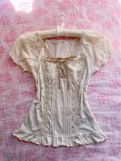 axes femme ビスチェ フリルブラウス レース 編み上げリボン リズリサ