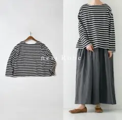 美品 nest Robe ネストローブ ボーダーボートネックプルオーバー