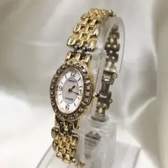 SEIKO エクセリーヌ 腕時計 7Pダイヤ 和紙文字盤 ゴールド 金 可動品