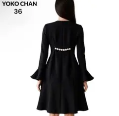 YOKO CHAN ネイビー ひざ丈ワンピース 七分袖 - メルカリ