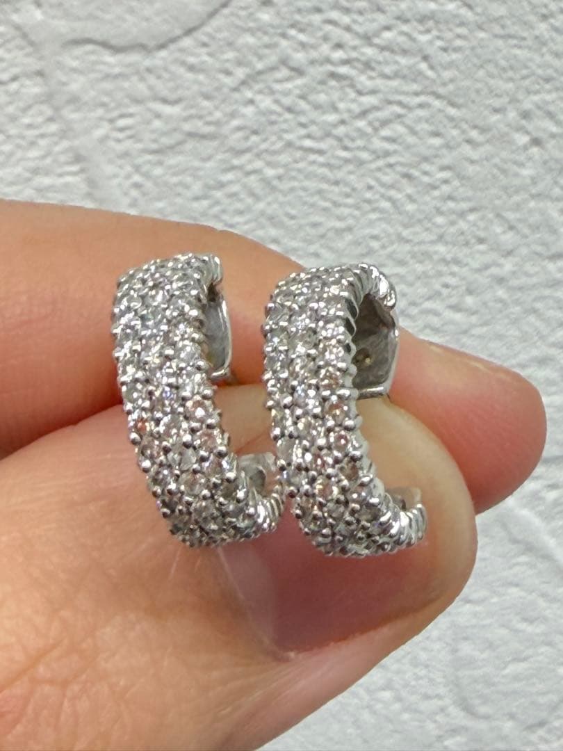 プラチナ pt900 ダイヤモンド フープ ピアス 1.2ct