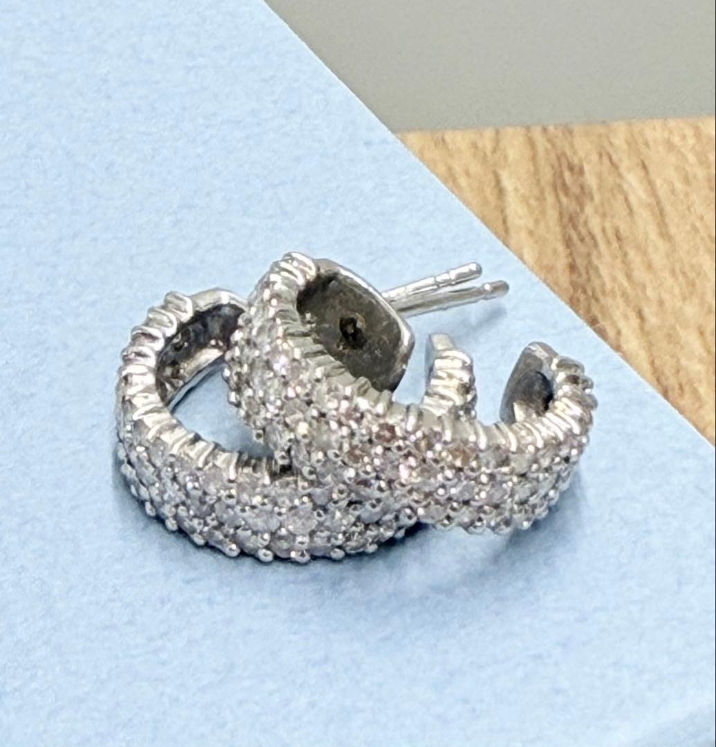 プラチナ pt900 ダイヤモンド フープ ピアス 1.2ct