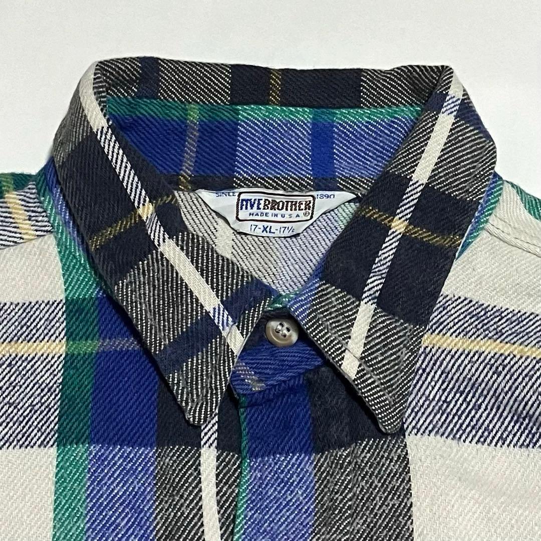 希少】FIVE BROTHER ファイブブラザー ネルシャツ USA製 70s 【希少