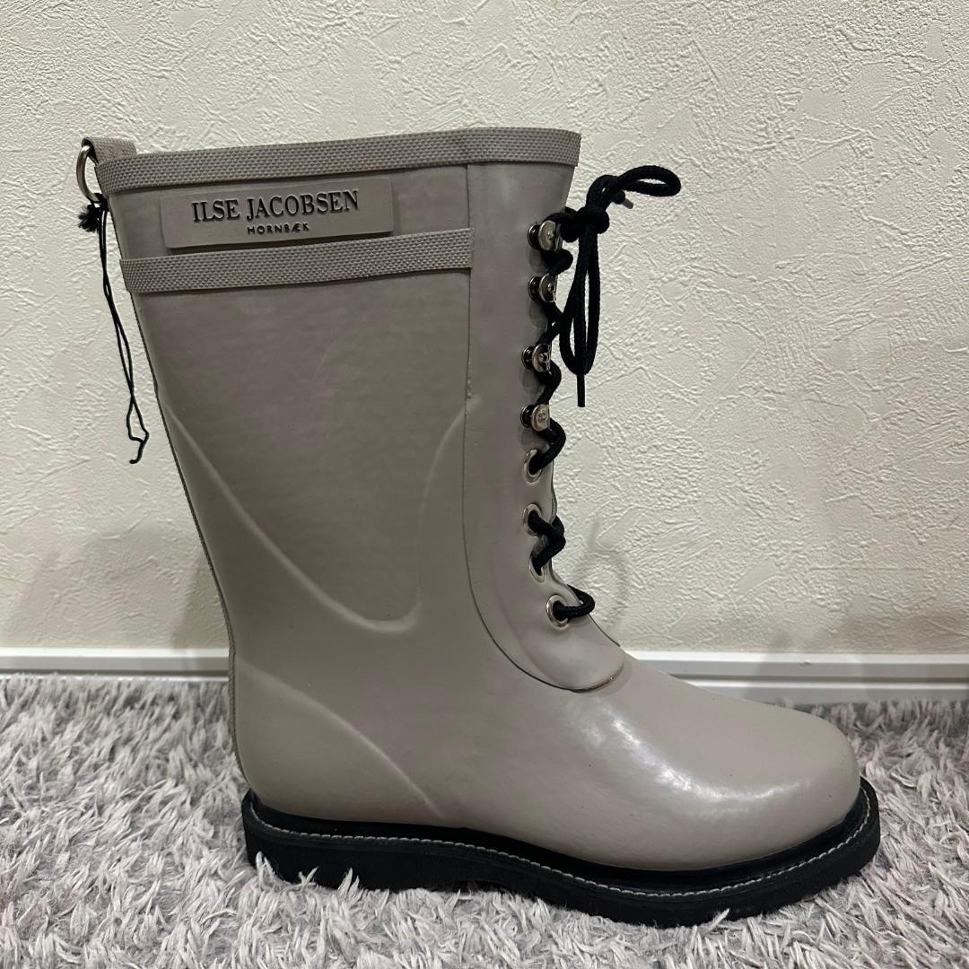ILSE JACOBSEN レインブーツ レースアップ ベージュ 24.5cm