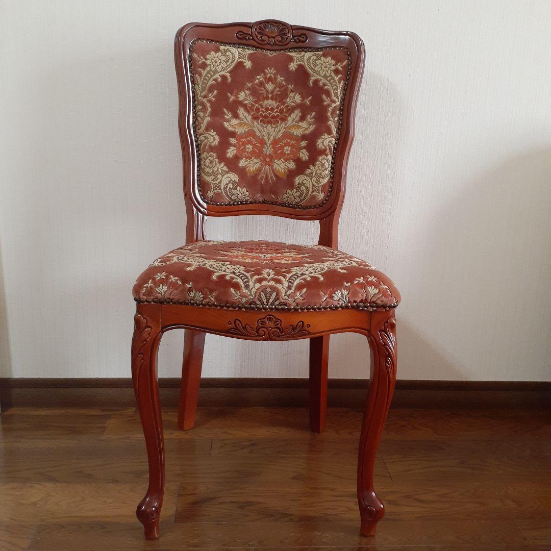 きいろ☆イタリア製輸入家具☆赤色系ダイニング猫足椅子☆アンティーク イタリア製 アームチェア ダイニングチェア 幅63cm/椅子 チェア