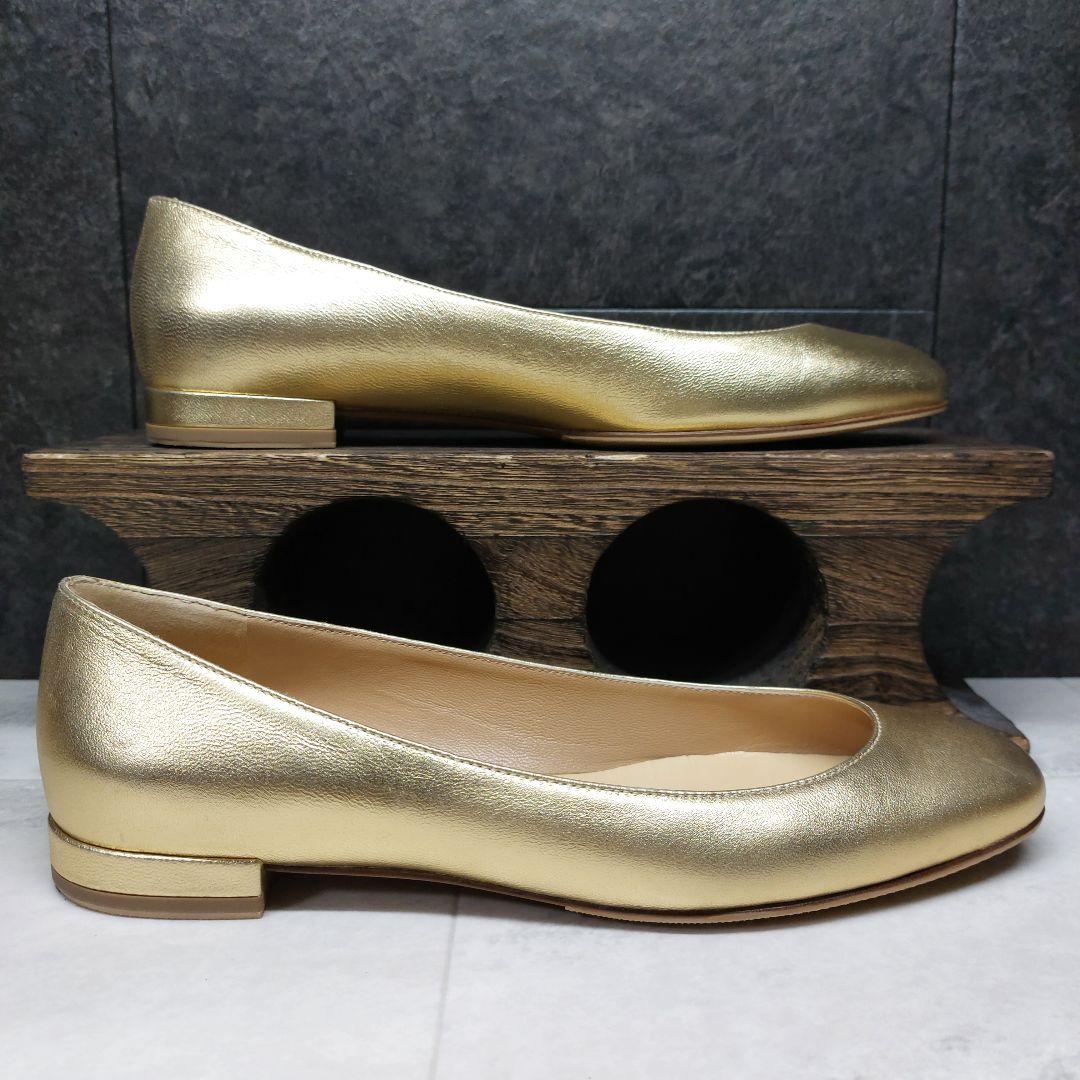 美品 フランチェスコルッソ ゴールドフラットシューズ 36.5 - メルカリ