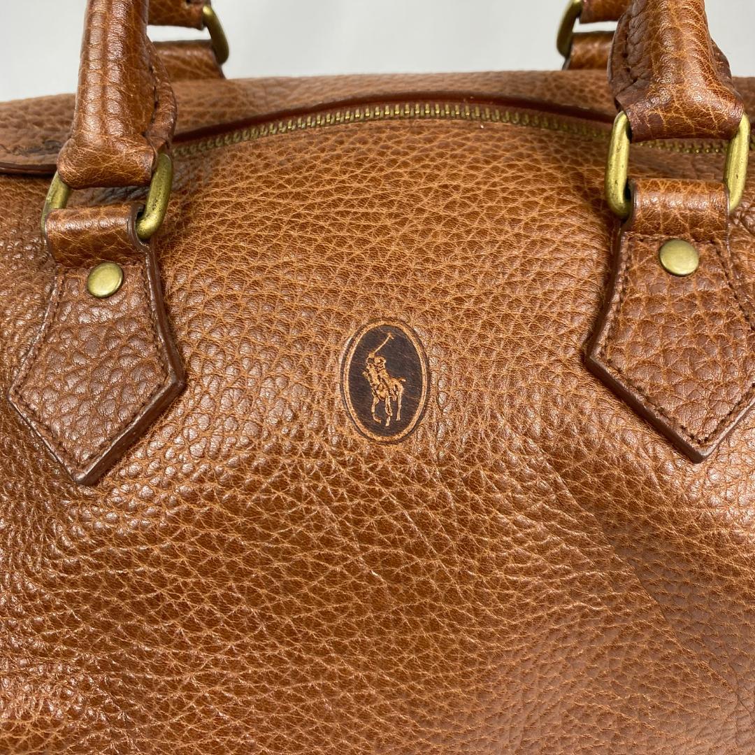 ☆ポロラルフローレン ボストンバッグ ハンドバッグ レザー ブラウン