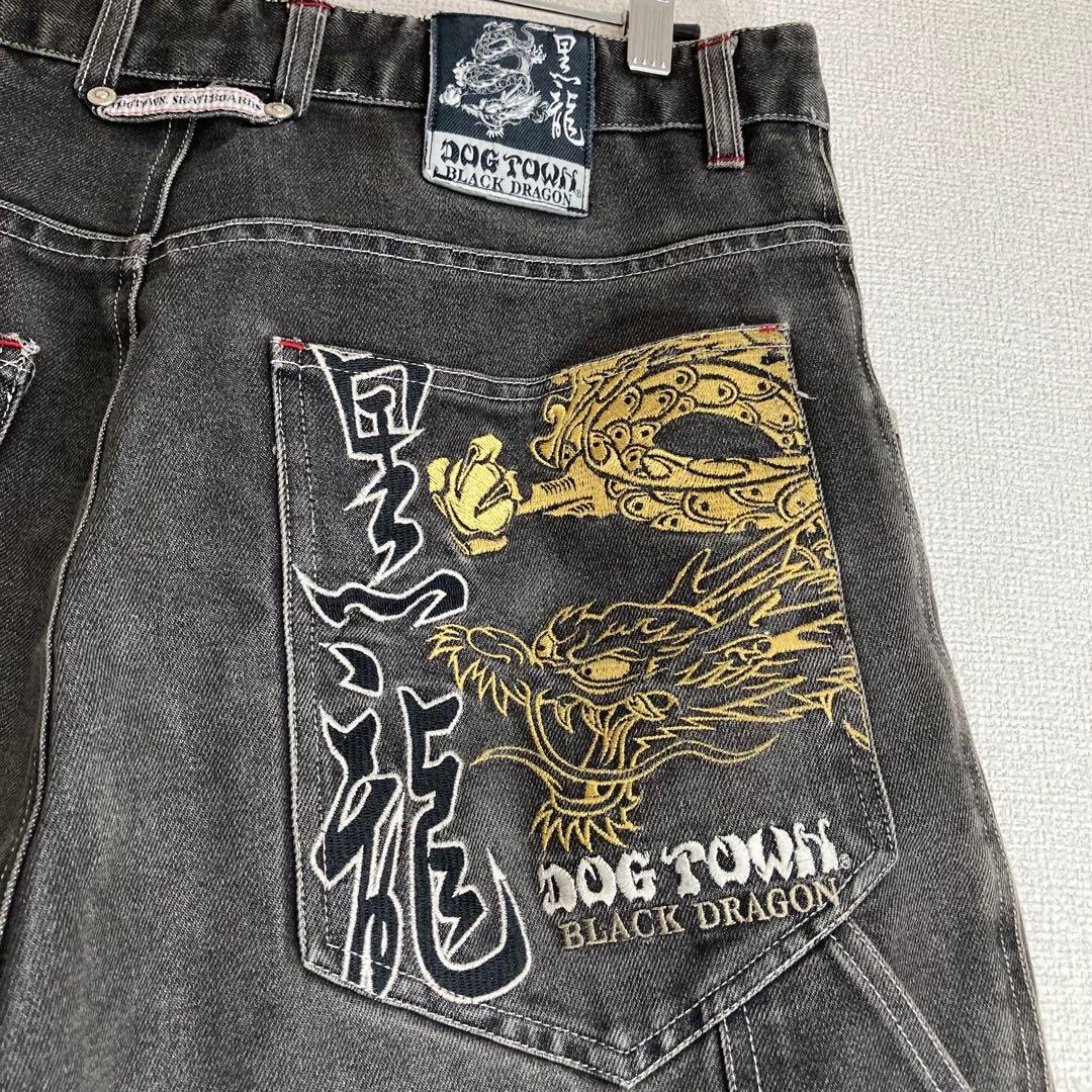 DOG TOWN BLACK DRAGON ショート加工デニムパンツ 刺繡 黒龍 - メルカリ
