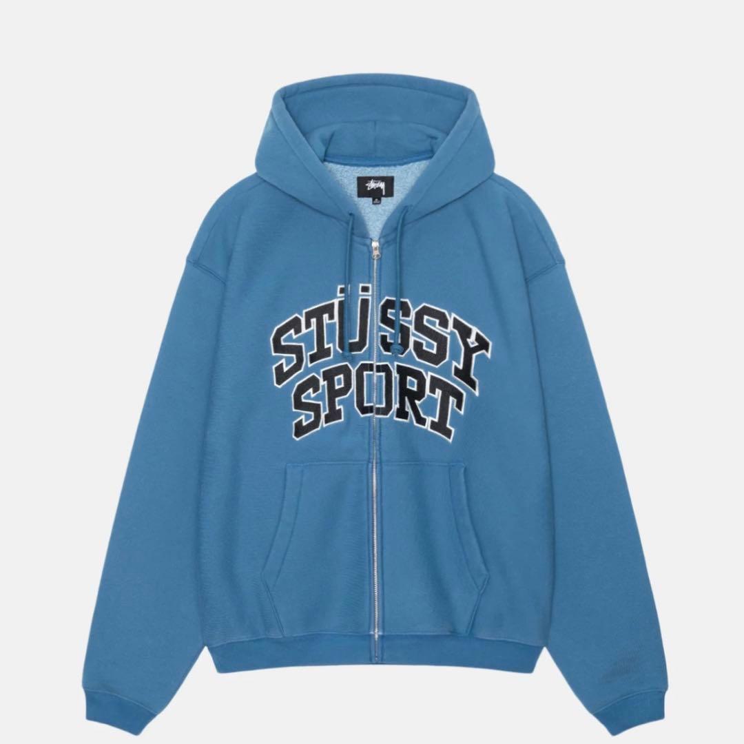 STÜSSY SPORT ジップアップフーディ ブルー STUSSY(ステューシー) / SPORT ZIP HOODIE/ジップパーカー/XL/コットン