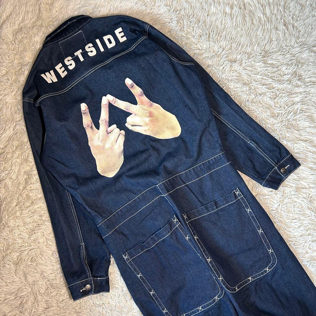 美品　WEST SIDE デニム ツナギ オールインワン XL 濃紺 bboy 美品 WEST SIDE デニム ツナギ オールインワン XL 濃紺 bboy - メルカリ