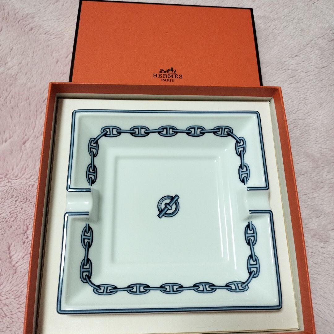箱付きHERMEシェーヌダンクル灰皿陶器　アッシュトレイ c4 Hermes Paris エルメス シェーヌダンクル アッシュトレイ Cigar