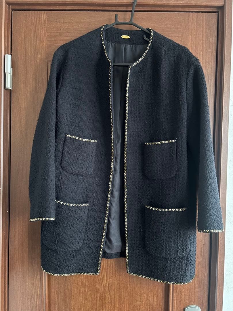 ノーカラージャケット 黒 ポケット付き STYLEMIXER（スタイルミキサー） ジャケット ノーカラージャケット